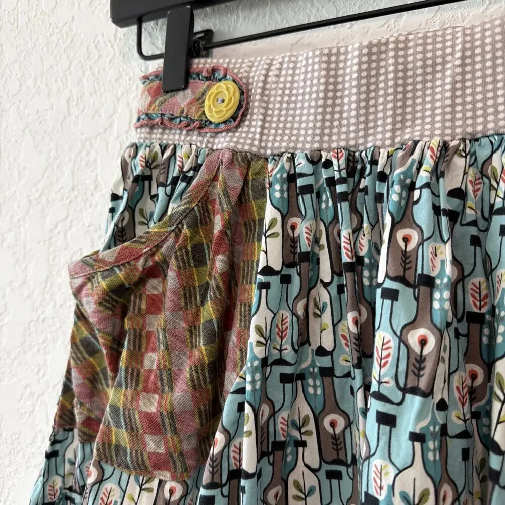 Matilda Jane Gabby Twirl Skirt Bottle Print With Plaid Pockets Girls Size 12